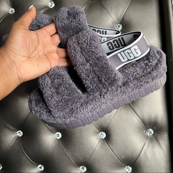 UGG® Grey Oh Fluffita Fur Slides - Picture 10 of 11